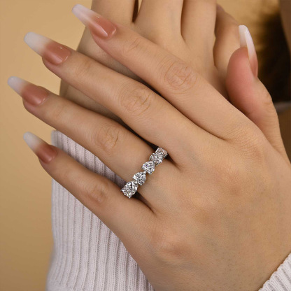 Sterling Silver Eternity Heart Cut Wedding Band For Her-Sterling Silver-lornajewelry