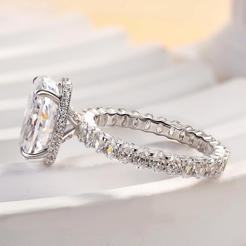 3.5Ct Gorgeous Oval Cut  Engagement Ring In White Gold-Sterling Silver-lornajewelry