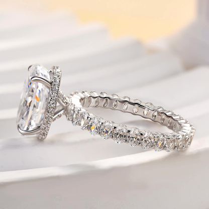 3.5Ct Gorgeous Oval Cut  Engagement Ring In White Gold-Sterling Silver-lornajewelry