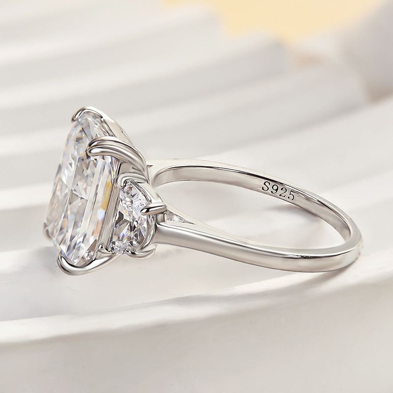 5Ct Gorgeous Radiant Cut Three Stone Engagement Ring In Sterling Silver-Sterling Silver-lornajewelry