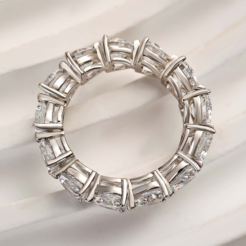 Sterling Silver Eternity Heart Cut Wedding Band For Her-Sterling Silver-lornajewelry