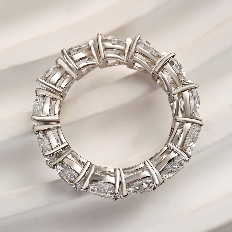 Sterling Silver Eternity Heart Cut Wedding Band For Her-Sterling Silver-lornajewelry