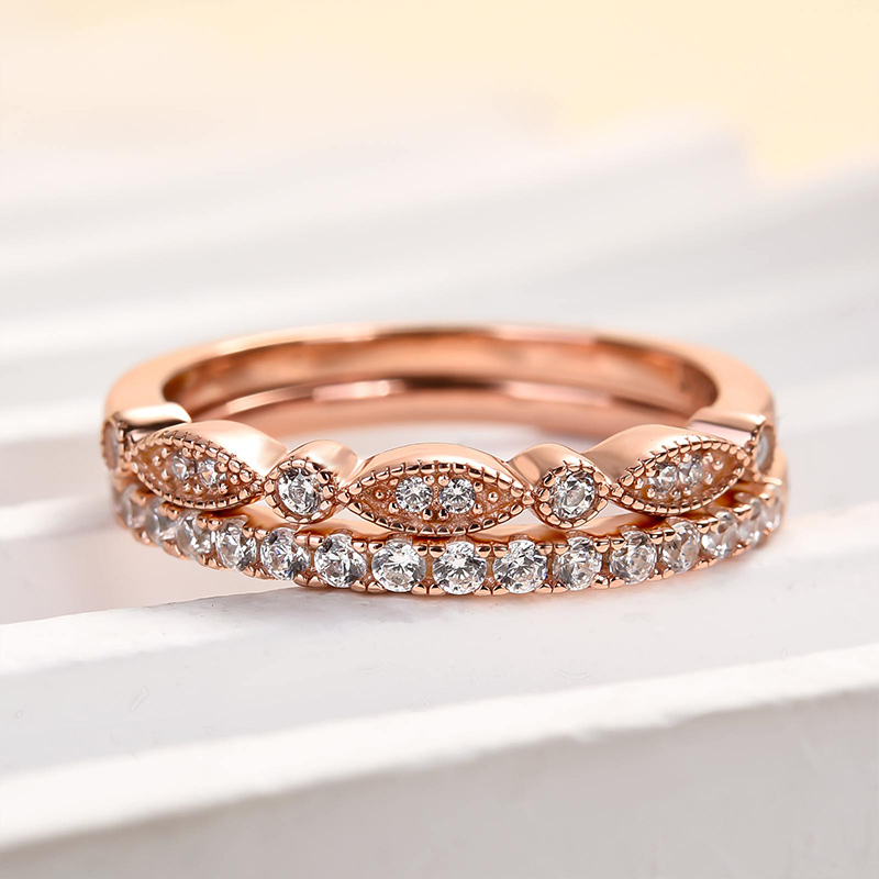 Half Eternity Stackable s Wedding Band Set-Sterling Silver-lornajewelry