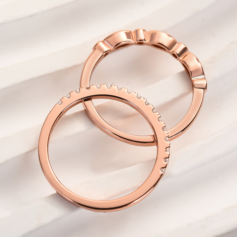 Half Eternity Stackable s Wedding Band Set-Sterling Silver-lornajewelry