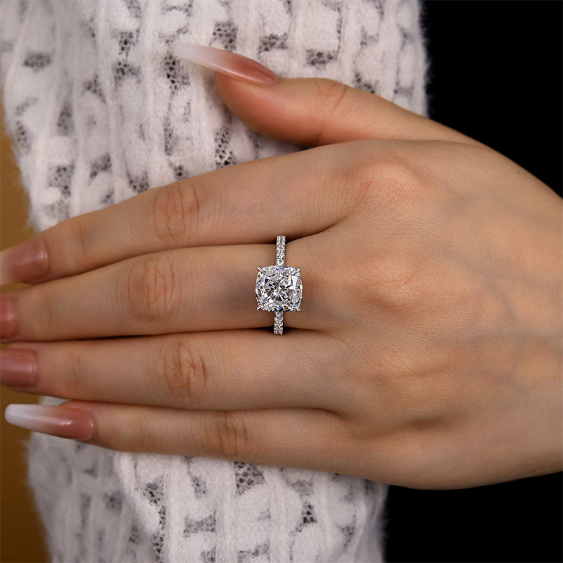 3.5Ct Classic Cushion Cut Women's Engagement Ring In Sterling Silver-Sterling Silver-lornajewelry