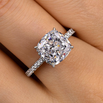 3.5Ct Classic Cushion Cut Women's Engagement Ring In Sterling Silver-Sterling Silver-lornajewelry