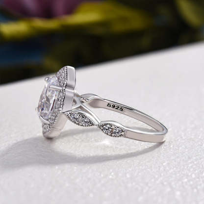 1.8Ct Vintage Halo Oval Cut Engagement Ring In Sterling Silver-Sterling Silver-lornajewelry