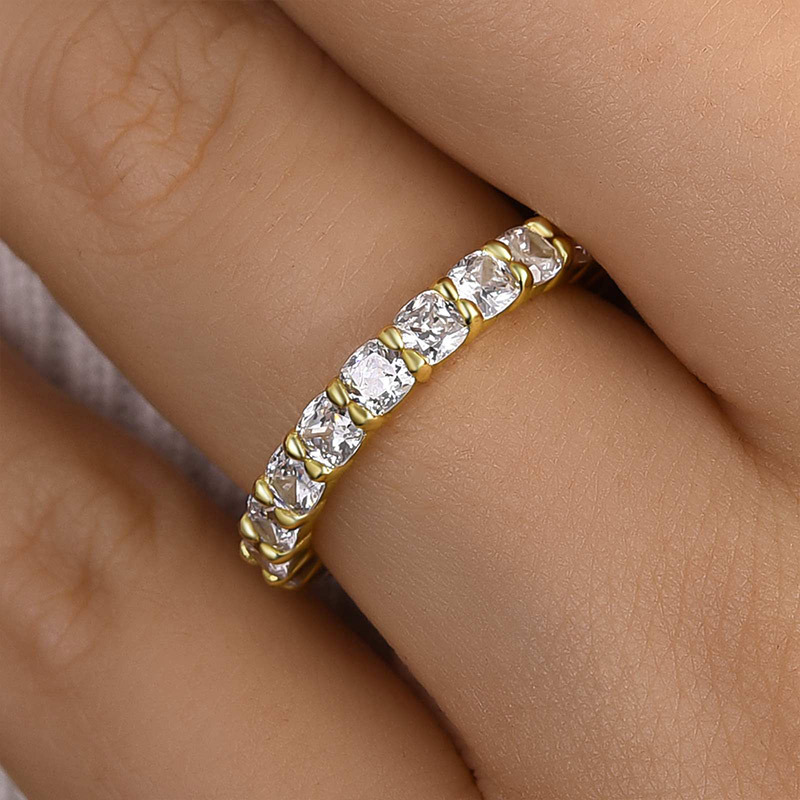 Stunning Cushion Cut Women's Wedding Band In Sterling Silver-Sterling Silver-lornajewelry