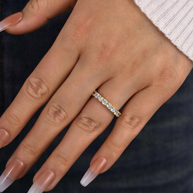 Stunning Cushion Cut Women's Wedding Band In Sterling Silver-Sterling Silver-lornajewelry