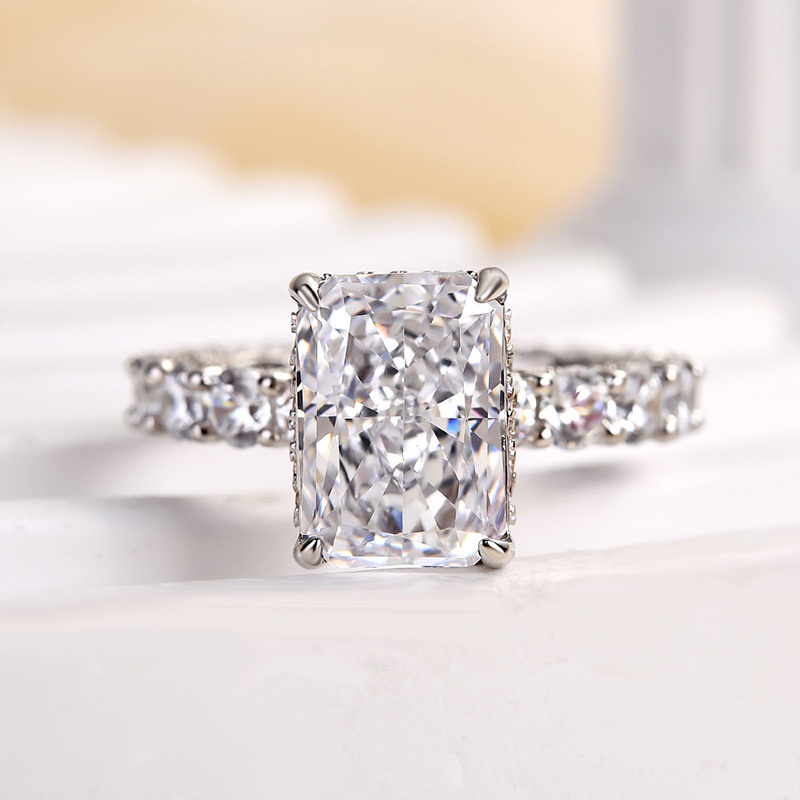 3.5Ct Stunning Radiant Cut Engagement Ring For Women In Sterling Silver-Sterling Silver-lornajewelry