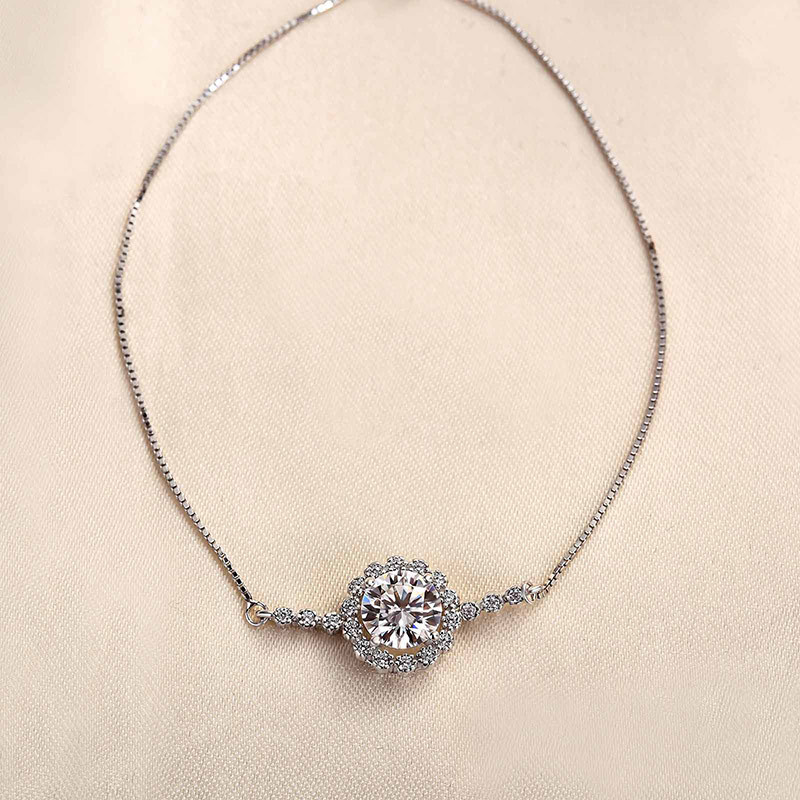 Moissanite Snowflake Design Bracelet-Sterling Silver-lornajewelry