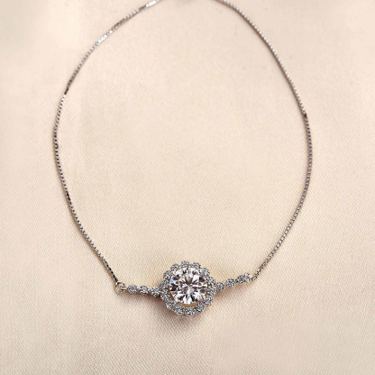 Moissanite Snowflake Design Bracelet-Sterling Silver-lornajewelry