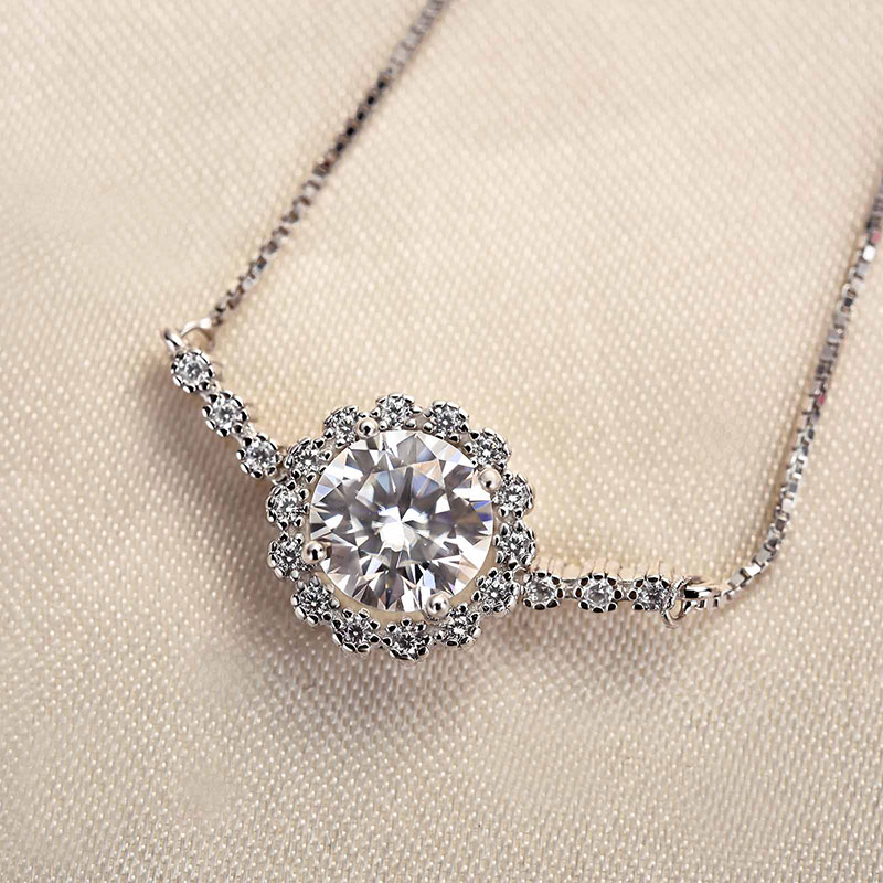 Moissanite Snowflake Design Bracelet-Sterling Silver-lornajewelry