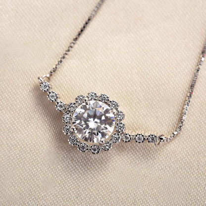 Moissanite Snowflake Design Bracelet-Sterling Silver-lornajewelry