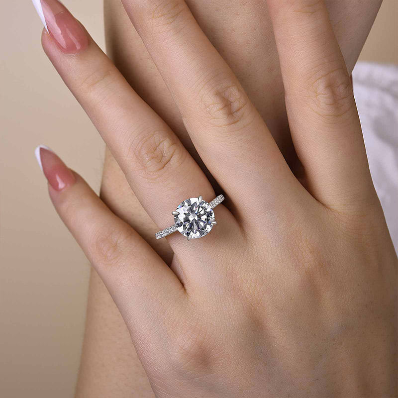4Ct Luxurious Round Cut 4 Prong Engagement Ring For Women In Sterling Silver-Sterling Silver-lornajewelry