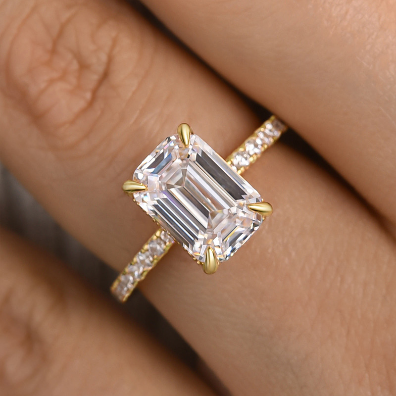 3Ct Classic Emerald Cut Women's Engagement Ring-Sterling Silver-lornajewelry