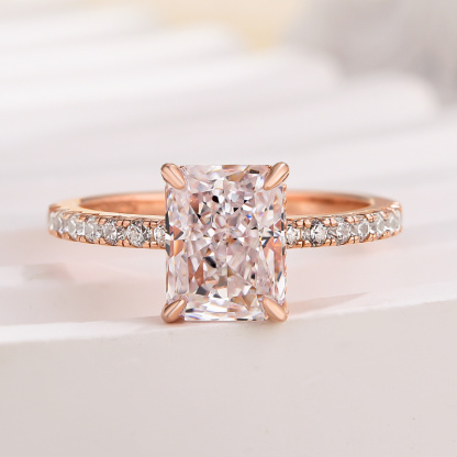 1.5Ct Elegant Sterling Silver Radiant Cut  Engagement Ring-Sterling Silver-lornajewelry