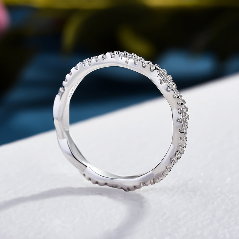 Elegant Pave Twist Eternity Wedding Band for Women In Sterling Silver-Sterling Silver-lornajewelry