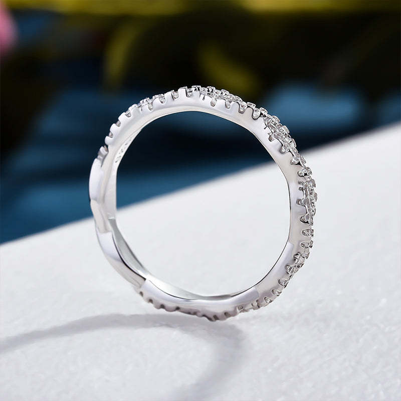Elegant Pave Twist Eternity Wedding Band for Women In Sterling Silver-Sterling Silver-lornajewelry