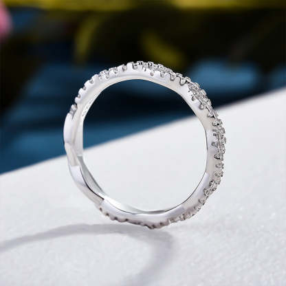 Elegant Pave Twist Eternity Wedding Band for Women In Sterling Silver-Sterling Silver-lornajewelry