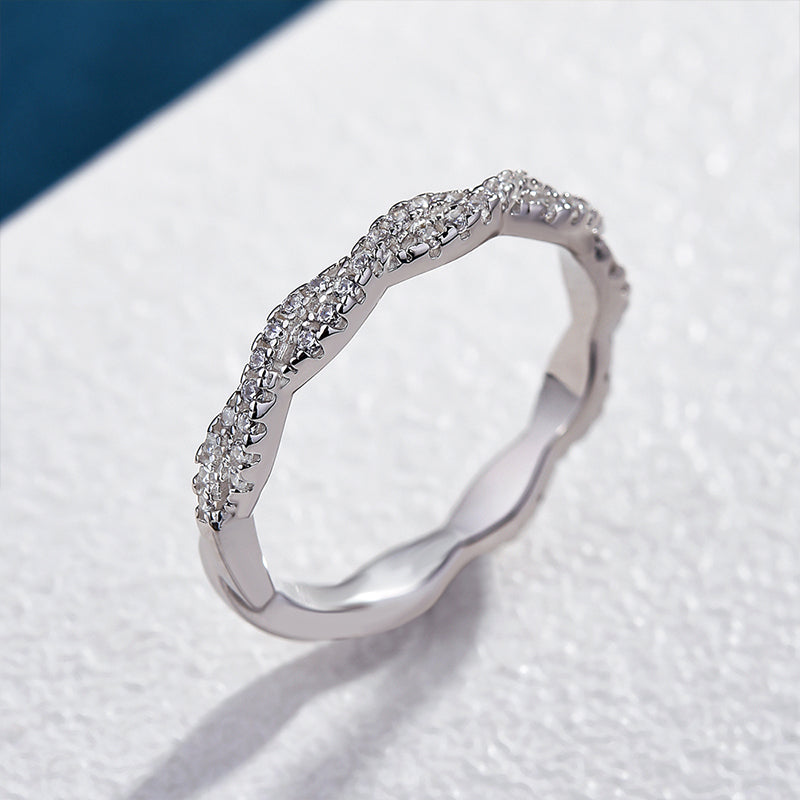 Elegant Pave Twist Eternity Wedding Band for Women In Sterling Silver-Sterling Silver-lornajewelry