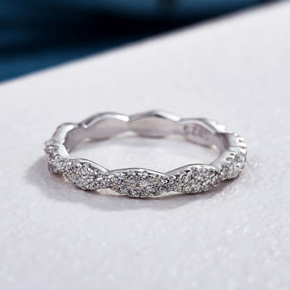 Elegant Pave Twist Eternity Wedding Band for Women In Sterling Silver-Sterling Silver-lornajewelry
