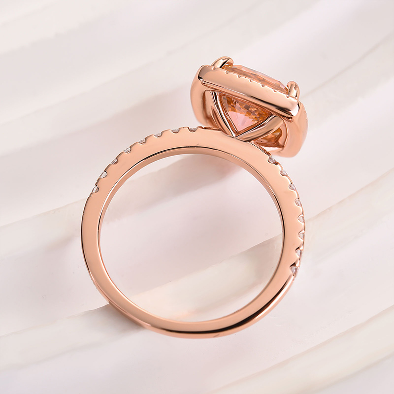 4Ct Elegant Cushion Cut Synthetic Morganite Halo Engagement Ring In Sterling Silver-Sterling Silver-lornajewelry