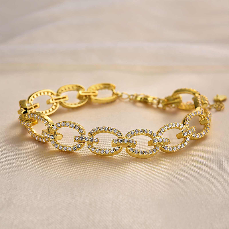 Fashion Design Round Cut Bracelet For Women In Sterling Silver-Sterling Silver-lornajewelry