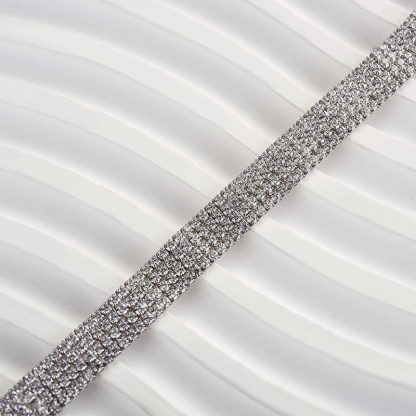 Luxury Four Rows Roud Cut Bracelet For Women In Sterling Silver-Sterling Silver-lornajewelry