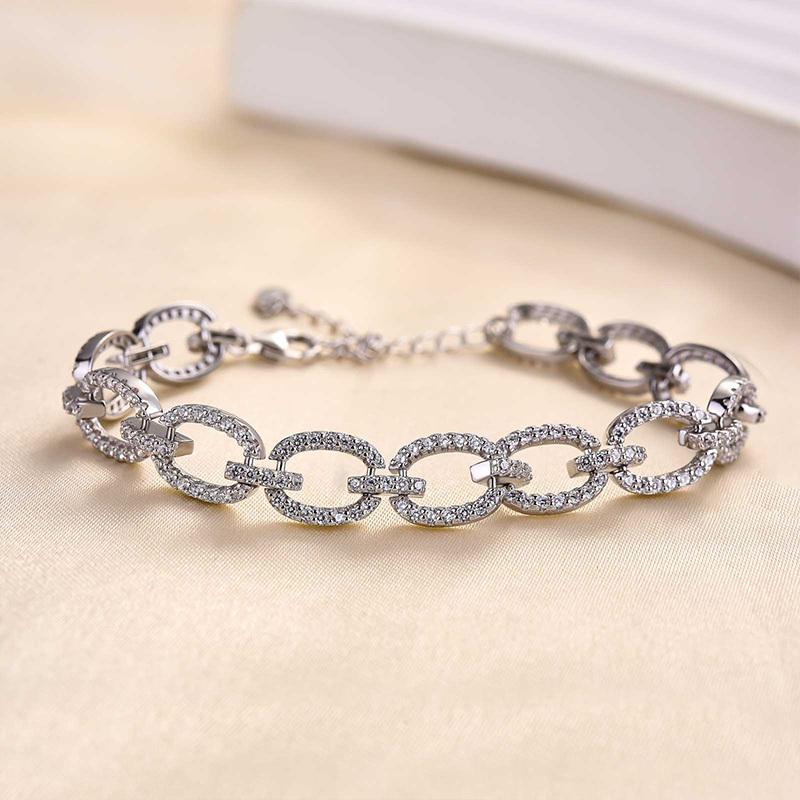 Fashion Design Round Cut Bracelet For Women In Sterling Silver-Sterling Silver-lornajewelry