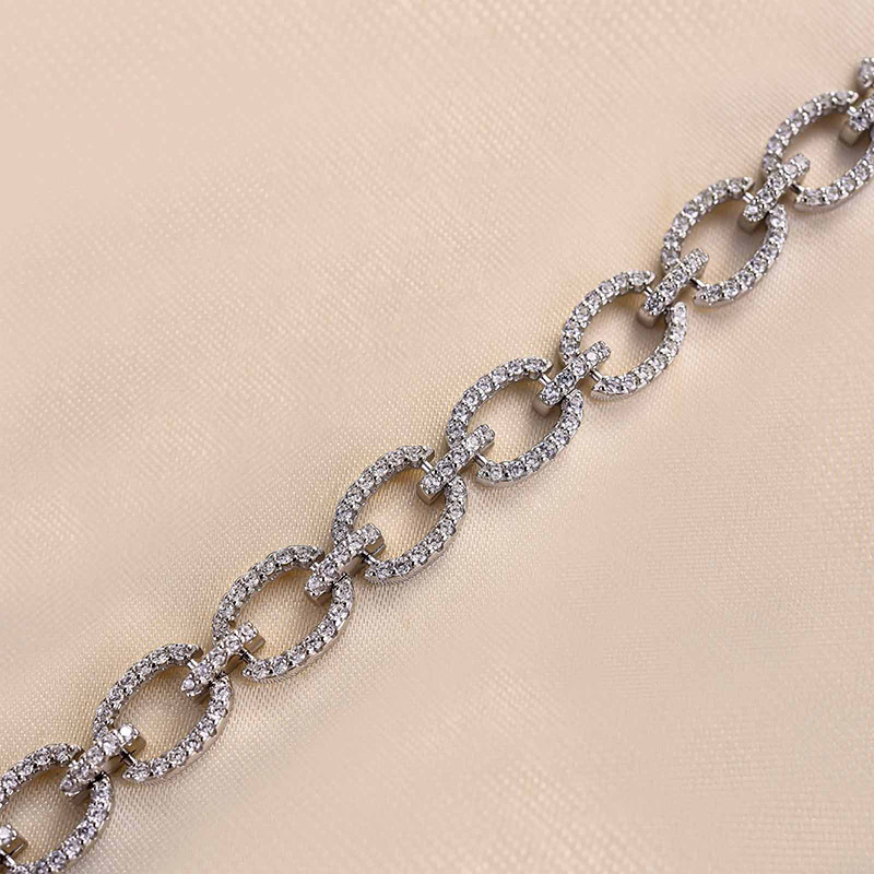 Fashion Design Round Cut Bracelet For Women In Sterling Silver-Sterling Silver-lornajewelry