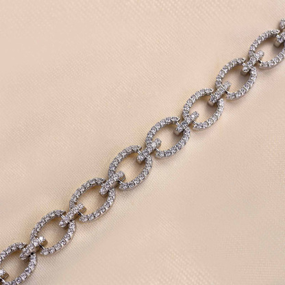 Fashion Design Round Cut Bracelet For Women In Sterling Silver-Sterling Silver-lornajewelry