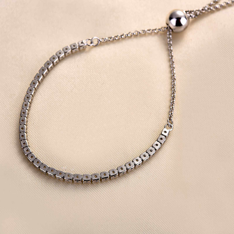 Sparking Tennis Bolo Bracelet For Women In Sterling Silver-Sterling Silver-lornajewelry