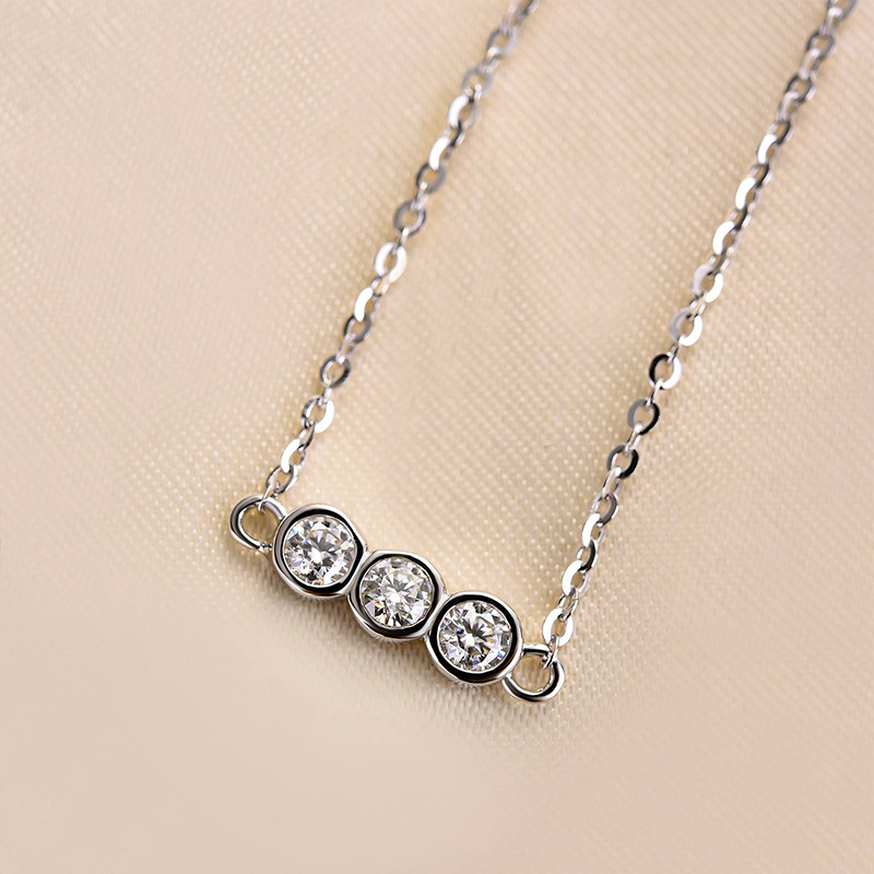 Moissanite Exclusive Bezel Round Cut Bracelet In Sterling Silver-Sterling Silver-lornajewelry