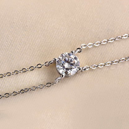 Moissanite 4 Prongs Round Cut Bracelet-Sterling Silver-lornajewelry