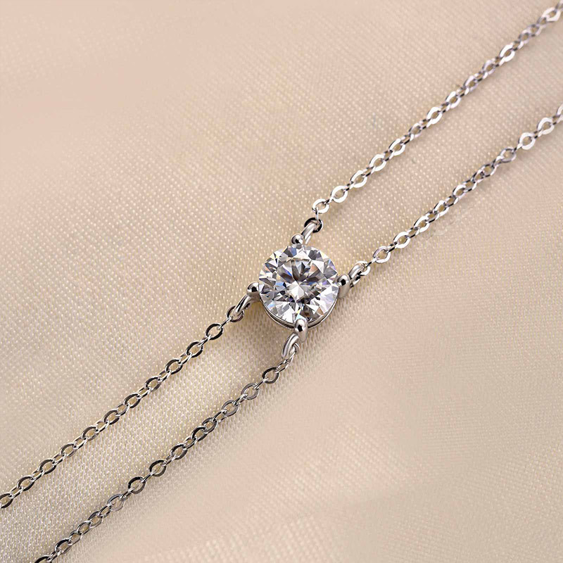Moissanite 4 Prongs Round Cut Bracelet-Sterling Silver-lornajewelry