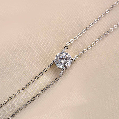 Moissanite 4 Prongs Round Cut Bracelet-Sterling Silver-lornajewelry