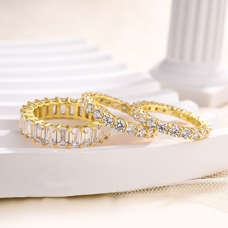 Luxury Yellow Gold Stackable 4PC Women's Wedding Band Set-Sterling Silver-lornajewelry