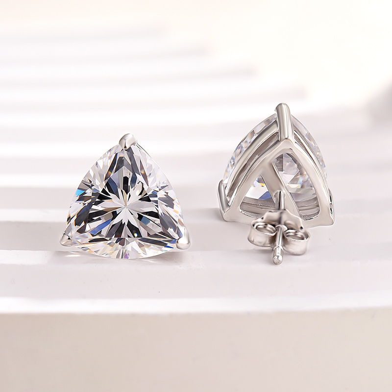 Dainty Trillion Cut Earrings In Sterling Silver-Sterling Silver-lornajewelry