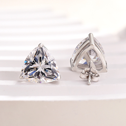 Dainty Trillion Cut Earrings In Sterling Silver-Sterling Silver-lornajewelry