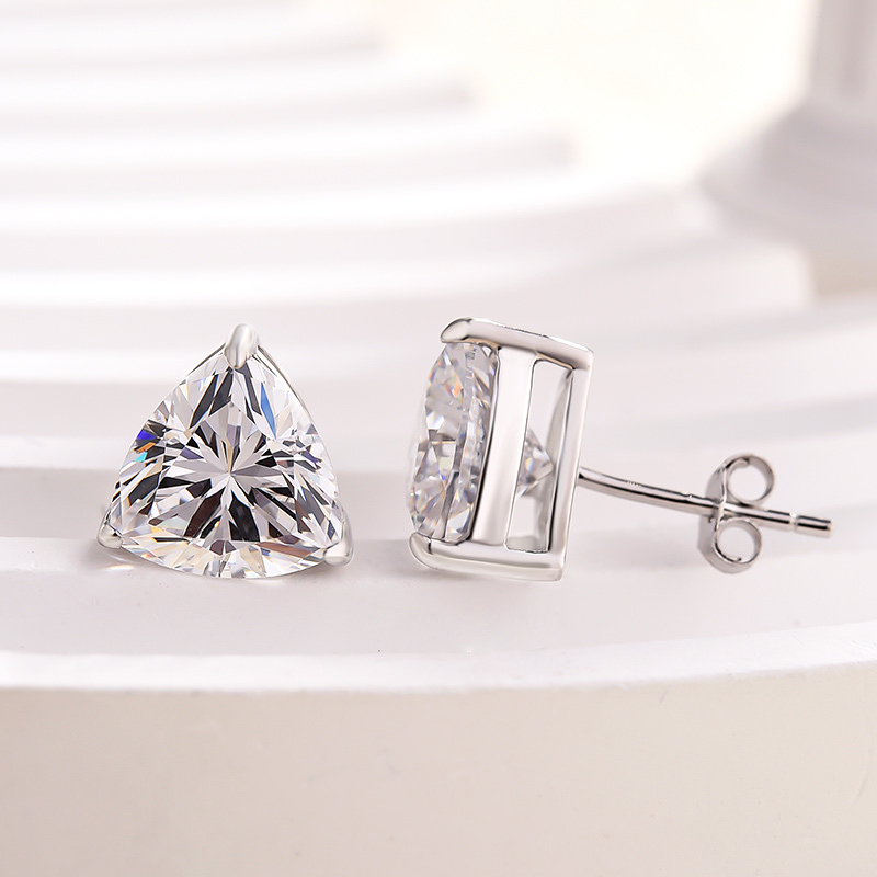 Dainty Trillion Cut Earrings In Sterling Silver-Sterling Silver-lornajewelry