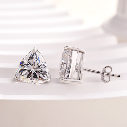 Dainty Trillion Cut Earrings In Sterling Silver-Sterling Silver-lornajewelry