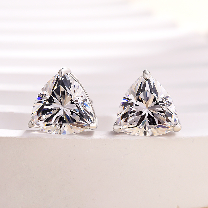 Dainty Trillion Cut Earrings In Sterling Silver-Sterling Silver-lornajewelry