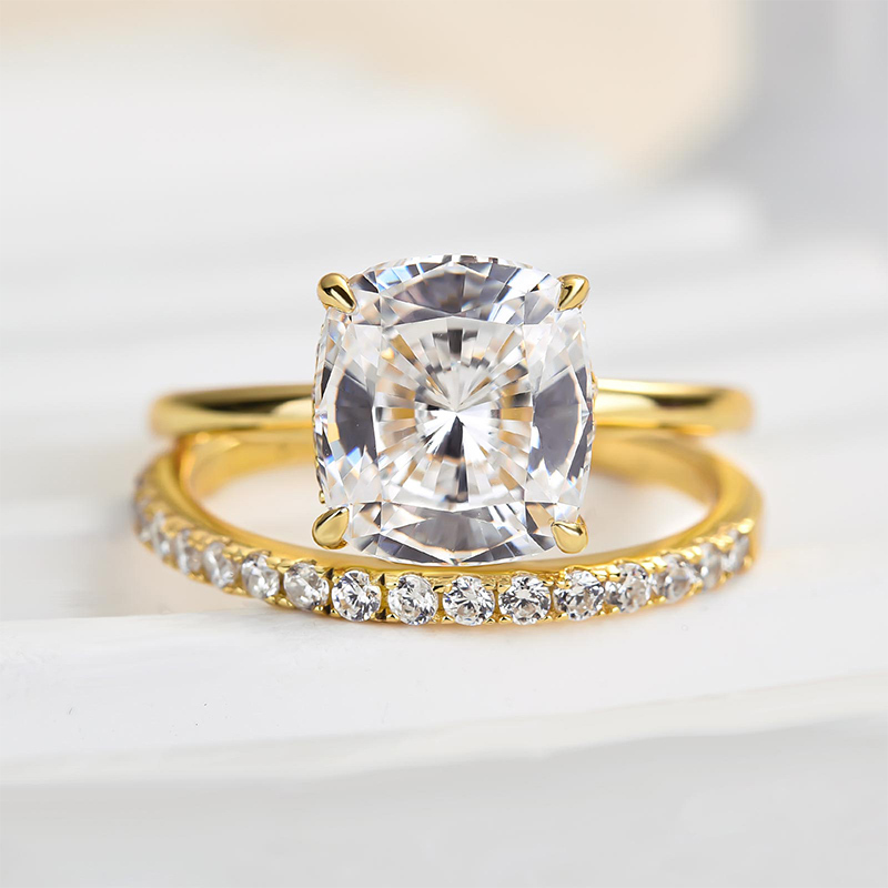 Classic 3.0 Carat Cushion Cut Bridal Set In Sterling Silver-Sterling Silver-lornajewelry