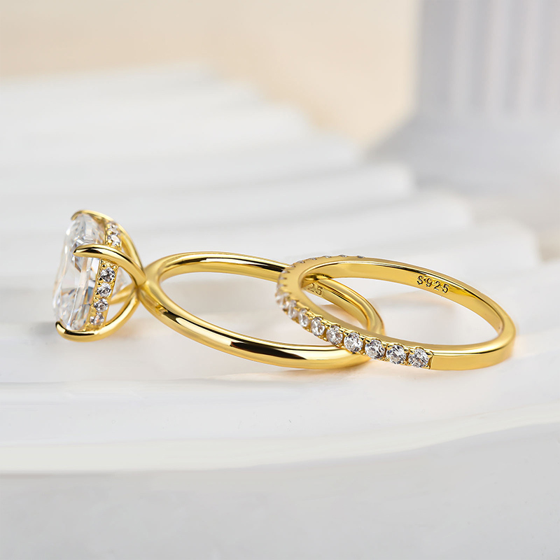 Classic 3.0 Carat Cushion Cut Bridal Set In Sterling Silver-Sterling Silver-lornajewelry