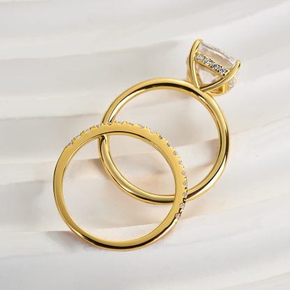 Classic 3.0 Carat Cushion Cut Bridal Set In Sterling Silver-Sterling Silver-lornajewelry