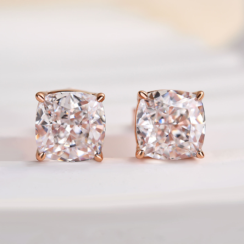 3.0 Carat Cushion Cut Sterling Silver Women's Stud Earrings-Sterling Silver-lornajewelry