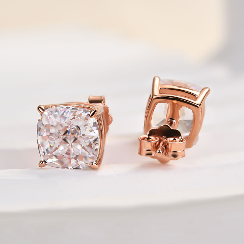 3.0 Carat Cushion Cut Sterling Silver Women's Stud Earrings-Sterling Silver-lornajewelry