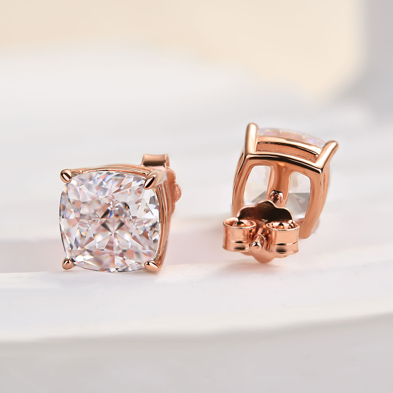 3.0 Carat Cushion Cut Sterling Silver Women's Stud Earrings-Sterling Silver-lornajewelry