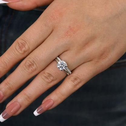 Classic Round Cut s Bridal Ring Set-Sterling Silver-lornajewelry